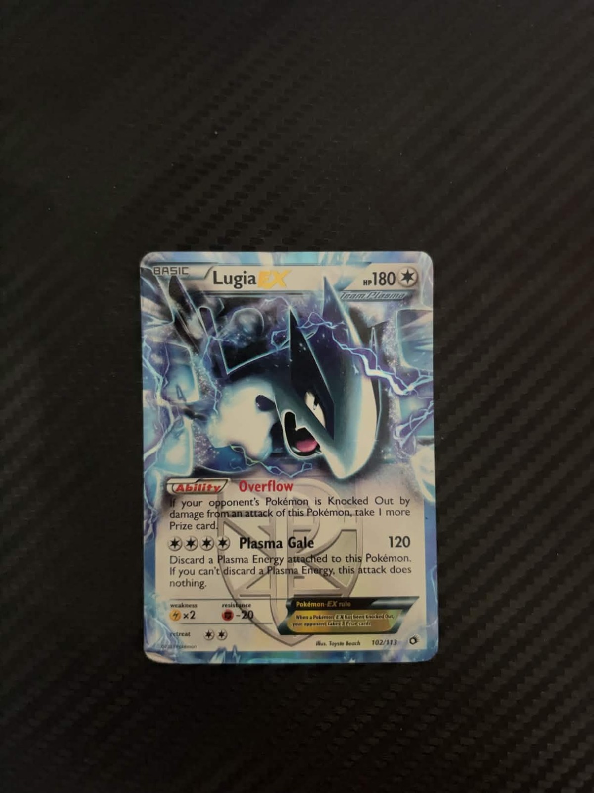 Lugia EX 102/113 Holo Rare EX Legendary Treasures Pokemon Heavily Played