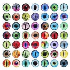 100Pcs 20mm Glass Dragon Eyes Flatback Doll Eyes, Green Red Blue Mixed