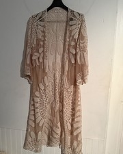 Boho Crochet Lace Large Duster Cardigan Open Knit Long Cover Up Beach Festival