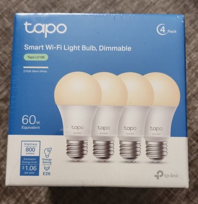 Tapo 4 Pack Smart WiFi LED Light Bulbs 2700K Dimmable Soft White TP-Link L510E