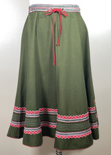 Vintage Dirndl Strasser Trachten German Bavarnian SKIRT Otoberfest W-30" Olive