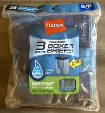 Hanes 3 - Pair Pack Boy's Tagless Comfort Soft Boxer Briefs Size S 6-8 NEW