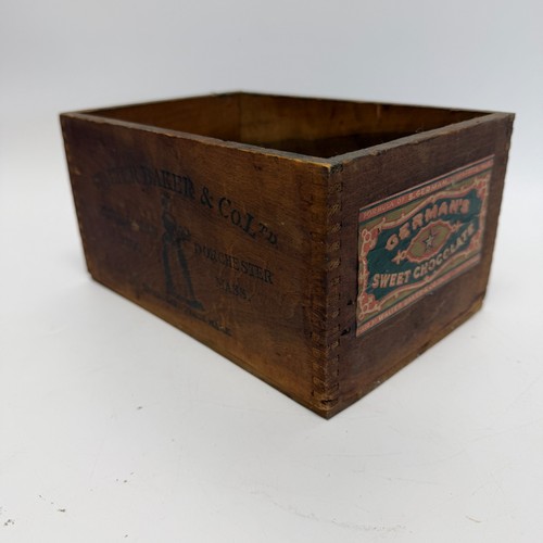 Antique Early 1900s Walter Baker & Co German's Sweet Chocolate Wooden Box Crate