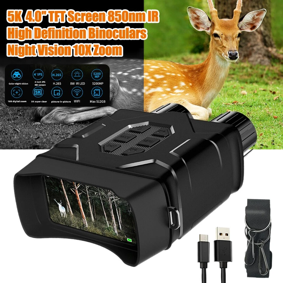 5K Nachtsichtgerät Nachtsicht Fernglas 10X Zoom 850nm Infrarot IR Kamera Jagd - Bild 3 von 4