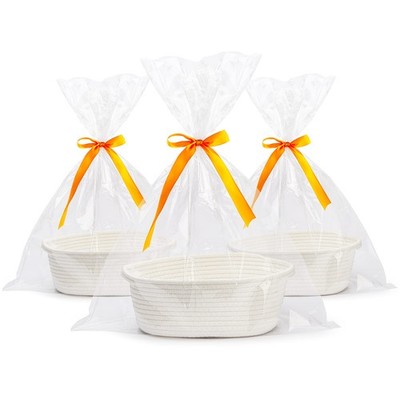 3-Piece Small Woven Easter Basket with Gift Bags and Ribbons Different Size B...