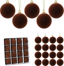 16 Pcs Red Velvet Christmas Ornaments, 3.15 Inch Flocked Balls for Decor