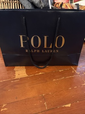 Ralph Lauren POLO Pony Gold Navy Classic Logo Shopping Tote Bag X-L 20 x 16 x 6 