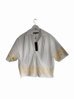 French Connection weißes Hemd Alissa Baumwolle Popover UVP 69 £ Größe M 12 14
