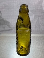 60678 Old Vintage Antique Glass Bottle Codd Amber Hamilton Salford Grooves