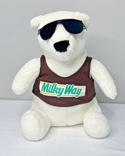 Vintage 1996 Mars Milky Way Candy Bar Plush Polar Bear White W/ Sunglasses 10”