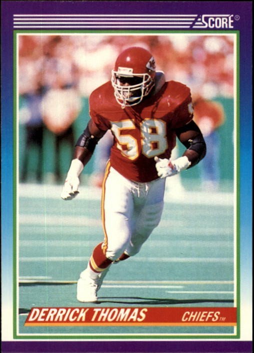 1990 SCORE NFL FOOTBALL Sports Card #500 -- DERRICK THOMAS, Kansas City Chiefs