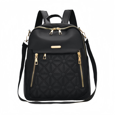 Multi Pocket Women Backpack Handbag Single Shoulder Bag Adjustable Straps Black