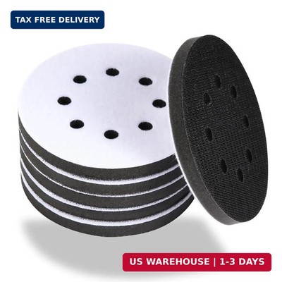 6pc 5'' 8 Holes Interface Pads Orbital Sander Sanding Foam Pad Hook Loop Buffer
