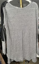 Soft Surroundings Womens L Bailey Waffle Knit Crochet Trim Sweater Made In USA