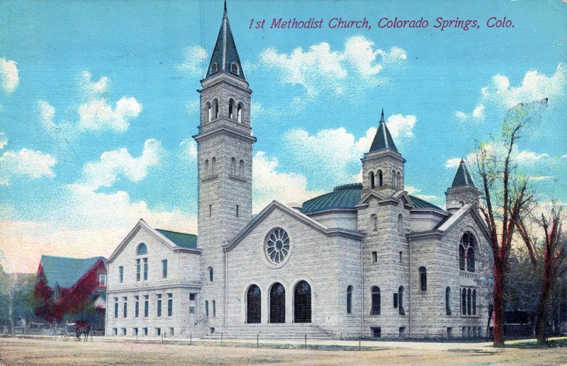 Methodist Church, Colorado Springs, Colorado Vintage 1915 Postcard