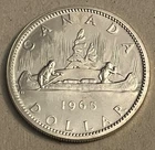 1965 CANADIAN SILVER DOLLAR ELIZABETH II, HIGHER GRADE, .800 silver BU Proof