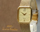 Vintage 1984 N MINT / Case Seiko Dolce 9521-5210 2P Diamond Gold Qz Men's Watch