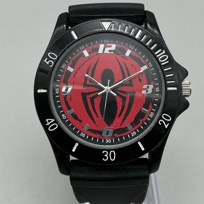 Marvel SPD1450BL Mens Watch 46mm Red Spider Dial Black Rubber Band New Battery