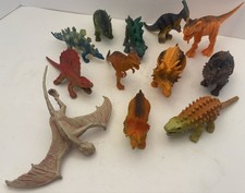 Lot of 12 Dinosaur Toy Figures Larami Styracosaurus Pteranodon T-Rex 3-6