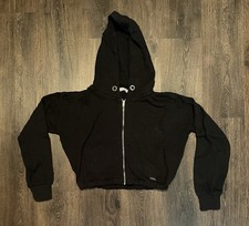 Abercrombie Fitch Black Logo Hoodie Sweatshirt Cropped Medium