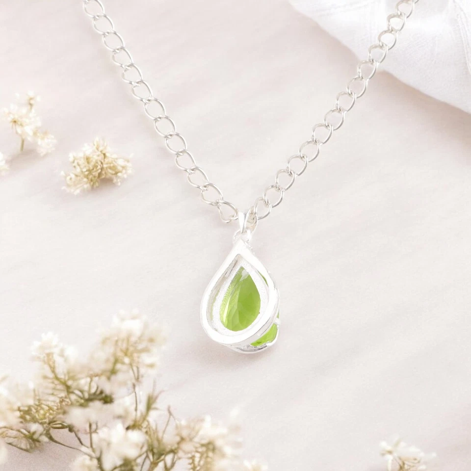 Peridot Gemstone 925 Sterling Silver Zircon Pendant 1.02" Jewelry Gift For Women - Image 2 of 4