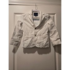 Janie And Jack Boys' Linen Cotton White Blazer - Size 7