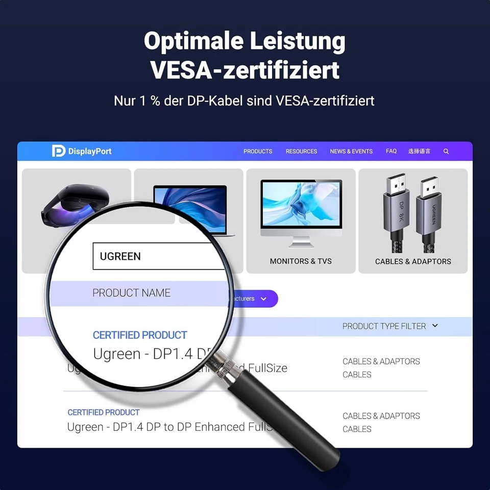 Hochgeschwindigkeits DisplayPort Kabel 3M - 8K@60Hz - Ideal für Gaming und Video - Bild 4 von 4