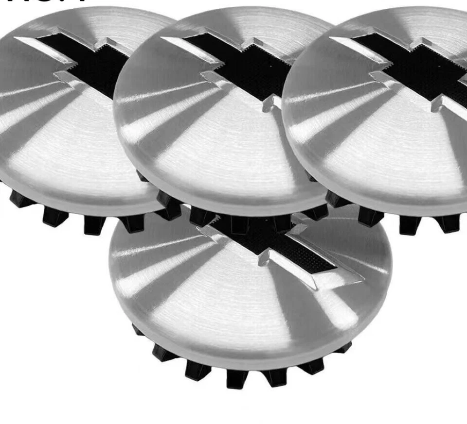 4 tapas centrales de rueda plateadas cepilladas de 83 mm para Chevy Silverado Suburban Tahoe Foto 3 de 3