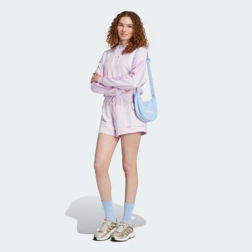Sudadera con capucha corta de felpa francesa Adidas Essentials de 3 bandas para mujer Foto 4 de 4