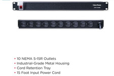 CyberPower CPS1215RM Basic PDU, 100-125V/15A, 10 Outlets, 15ft Power Cord, 1U Ra