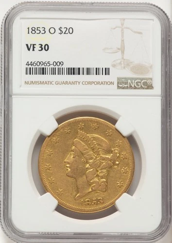 1853-O Liberty Double Eagle — photo from the most recent tracked eBay sale