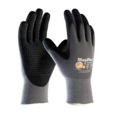 6 PR 34-844 MD MaxiFlex Nitrile Grip Foam Dotted Palm Coated PROTECTIVE GLOVES