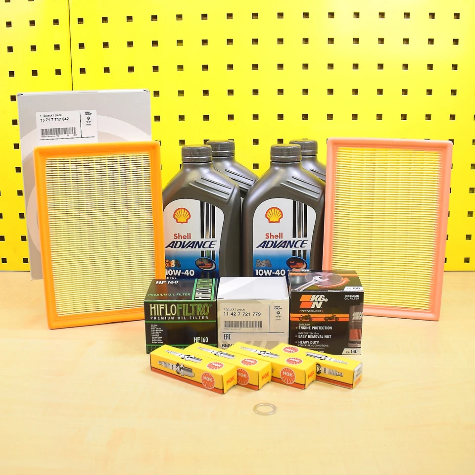 Ölwechselset Shell 10W40 Ölfilter Luftfilter Zündkerzen BMW für S1000R RR XR