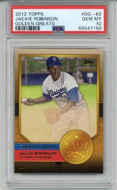 2012 TOPPS GOLDEN GREATS #GG-62 JACKIE ROBINSON CARD DODGERS PSA 