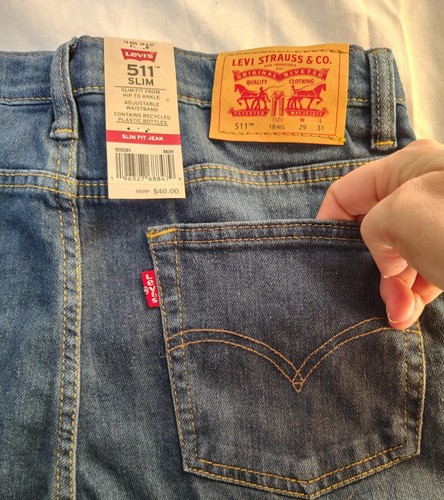 Levi's Jeans Boys Sz 18 Reg 511 Blue Performance Slim Dark Wash 29x31 - Picture 2 of 6