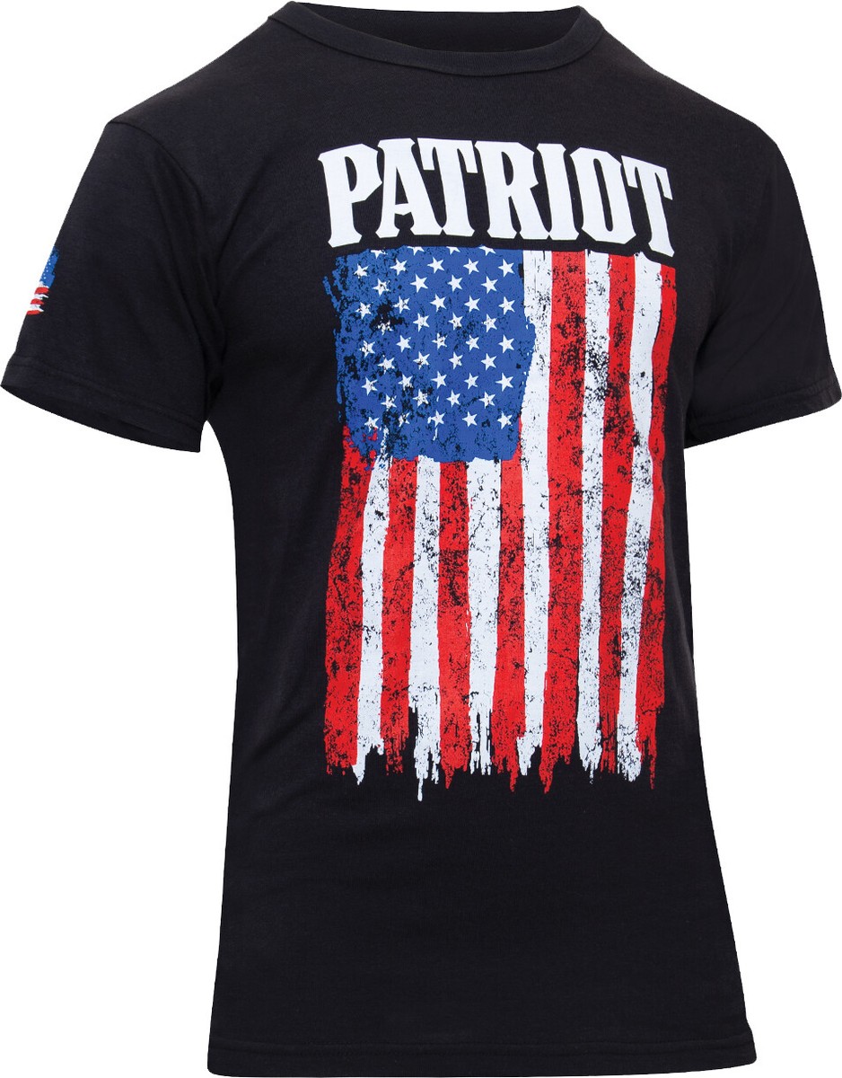 Mens Black US Flag T-Shirt Distressed American Patriotic Tee