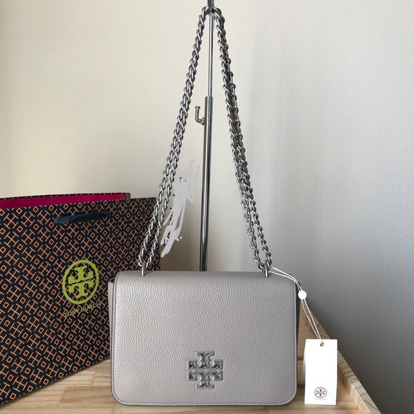 NWT TB Britten Adjustable Shoulder Bag In French Gray 67292 450 eBay