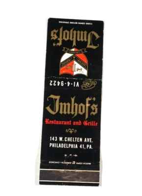 Matchbook PA Imhof's Restaurant Grille 143 W Chelten Ave Philadelphia Front Stri