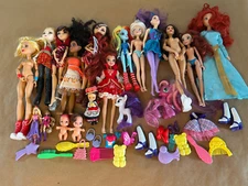 Toy Doll and Doll Accessories Junk Drawer Lot - Mixed Brands & Characters 
