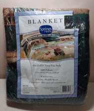 Springs Home Hunting Dogs Blanket Twin/Full 72 x 90 Made In USA NOS