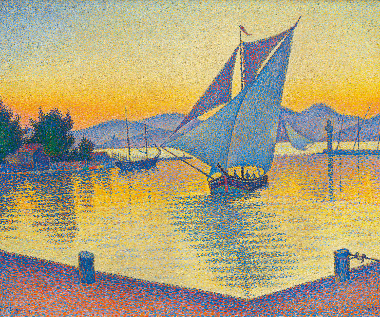 Signac Sunset The Port at Sunset Paul Signac 1892 Sailboats Painting Poster Art Print ...
