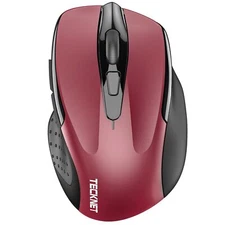 Wireless Mouse 2.4G & BT5.0/3.0 Silent 4800 DPI 6 Buttons USB Red