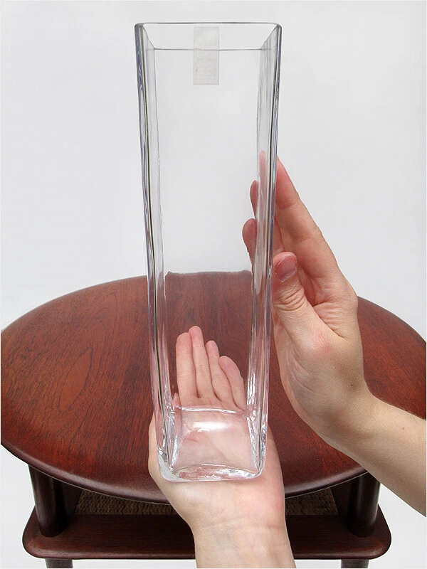 Jarrón de vidrio artístico transparente Riihimaen Lasi Oy Hillevi Lalla años 70 diseño de mediados de siglo Foto 2 de 4