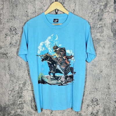Vintage Native American Warrior T Shirt 90s Horse Buffalo