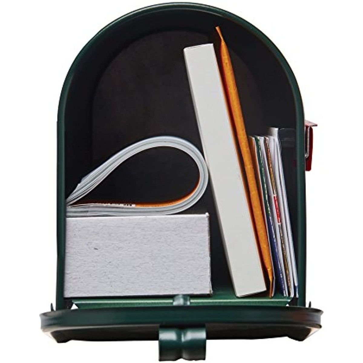 Heavy Duty Galvanized Steel Mailbox – Vintage Green, Curbside/Rural Post Box With Embossed Details & Blackboard – 15.8" X 6.1" X 9.1"