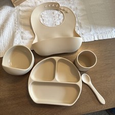 Silicone Baby Feeding Set, 5 pieces, Beige