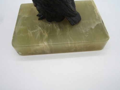 ANTIQUE AUSTRIAN BRONZE OWL GLASS EYES VERY DETAILED - Picture 11 of 13