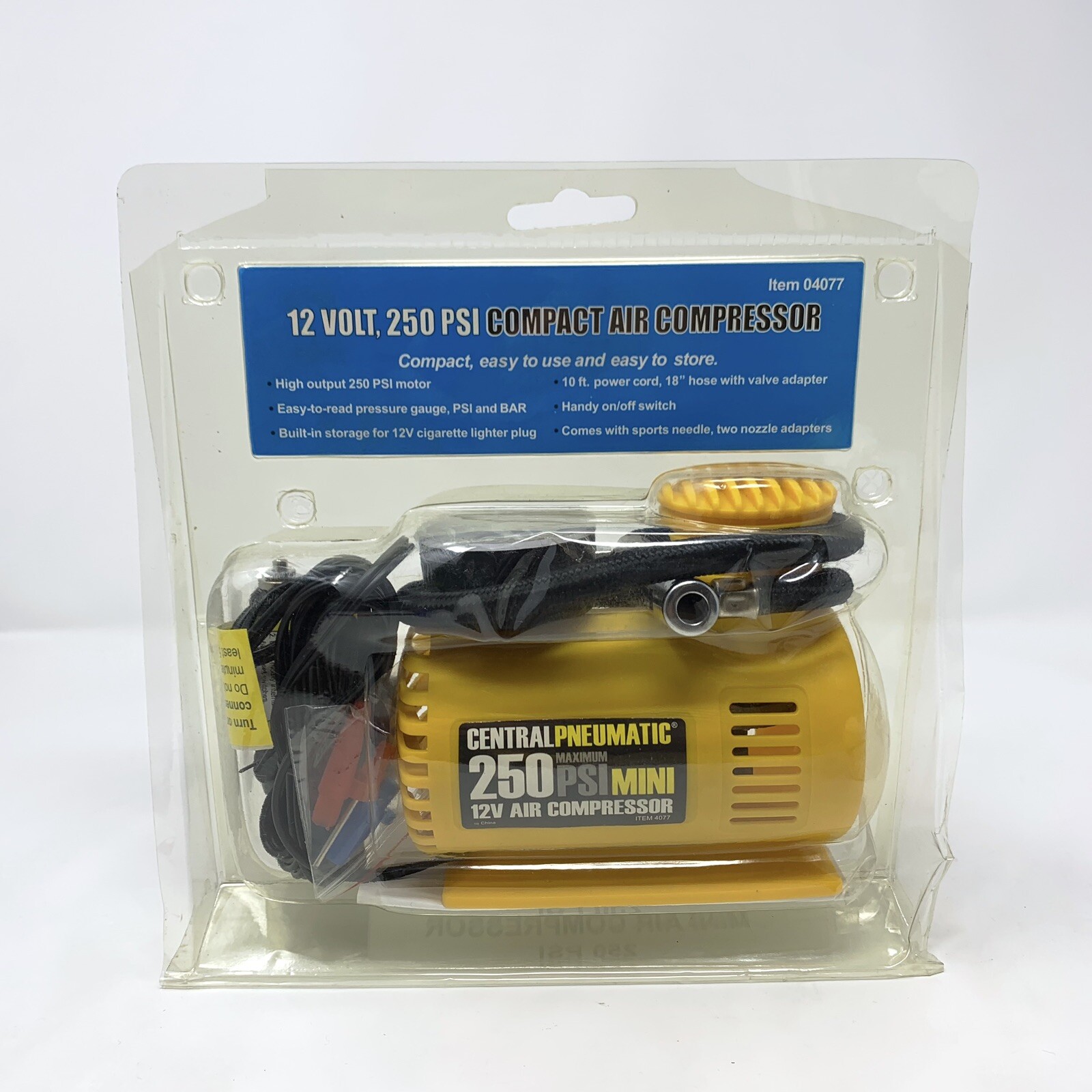 Central Pneumatic 250 PSI Mini Portable 12v Air Compressor Plug In Your Car