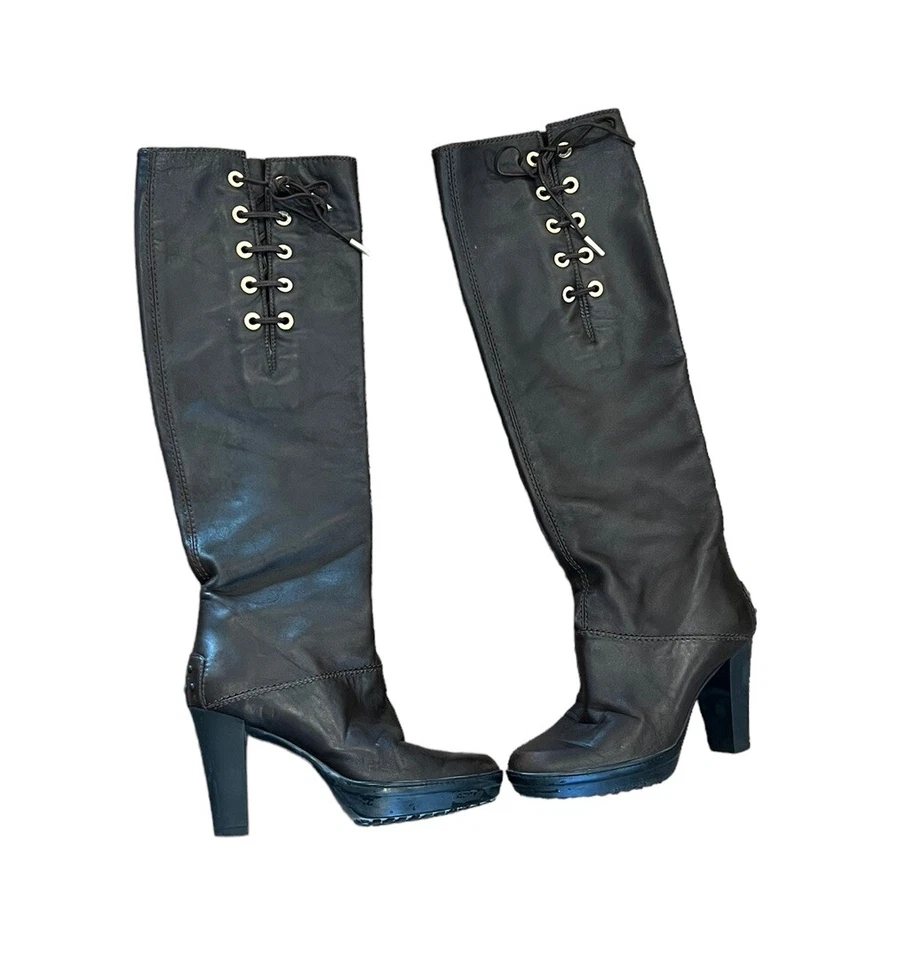 Botas de montar TOD'S para mujer de cuero marrón hasta la rodilla talla 35,5 $920 Italia Foto 4 de 4