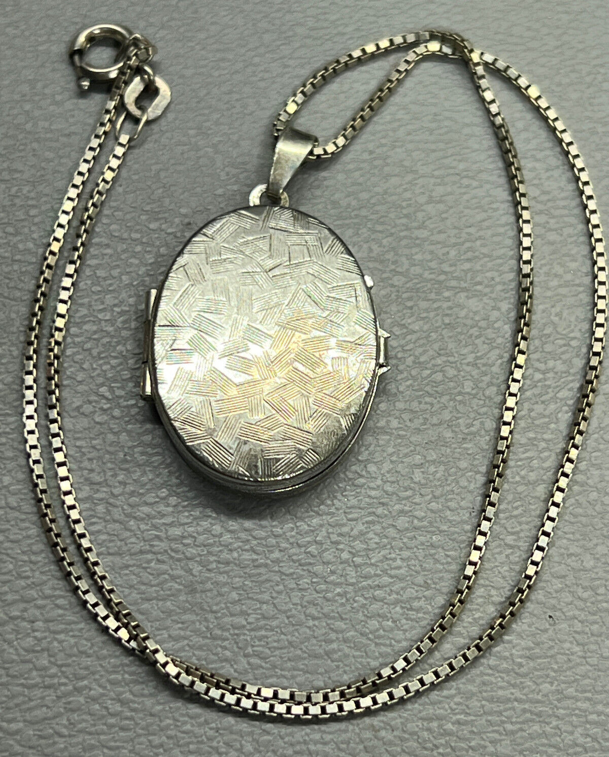 Antique 835 Solid Silver Oval Mourning Locked Nec… - image 1